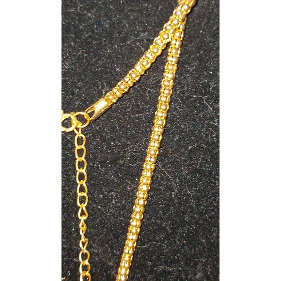 Gold Tone Rope Chain Lariat Necklace Extra Long Elegant Knotted Eveningwear - Picture 4 of 11